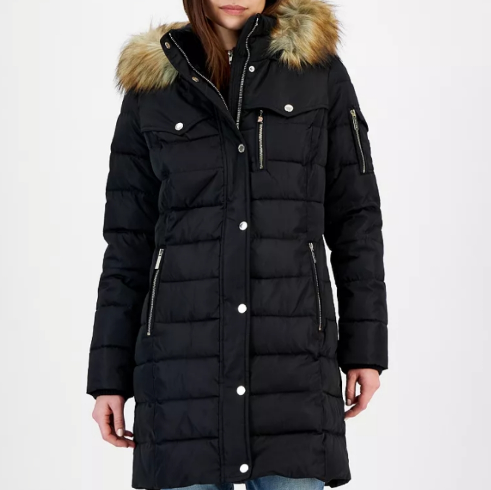 Women's Faux-Fur-Trim Hooded Puffer Coat